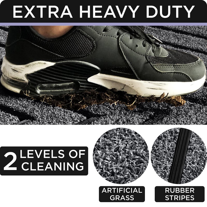 ubdyo Extra Durable Doormat - Efficient Dirt Trapping Door Mat - Ideal for Entryway - No-Slip, Washable Front Entrance Mat - 30'' x 17'' - Dark Grey - Image 5